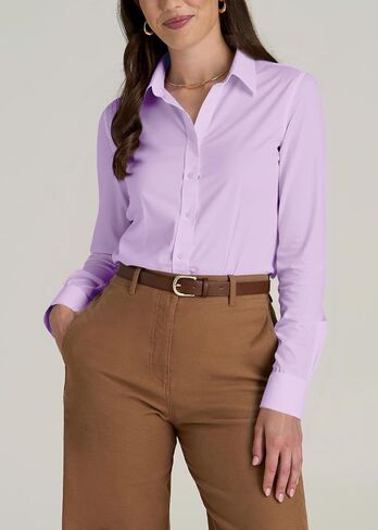 Button Down Shirts for Women Dress Shirts Long Sleeve Stretch Wrinkle Free Work Solid Casual Office Blouses Top in Saudi Arabia