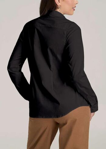 زر القمصان لأسفل للنساء قمصان اللباس طويلة الأكمام تمتد تجاعيد حرة العمل in Kuwait