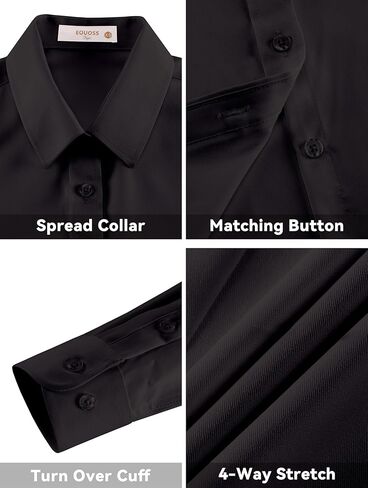 زر القمصان لأسفل للنساء قمصان اللباس طويلة الأكمام تمتد تجاعيد حرة العمل in Kuwait