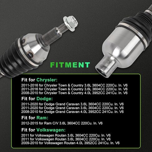 Scitoo Front Left CV Axle Goxmbly Assembly 2008-2016 for Chrysler Town & Country 2008-2020 for Dodge Grand Caravan 2012-2015 for Ram C/V 2009-2011 for Volkswagen Routan 60-3553 2pcs in Saudi Arabia