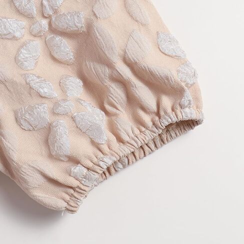 Women's Fashion Apricot Square Neck Puff Sleeve Floral Embroidery Cardigan Top in Saudi Arabia