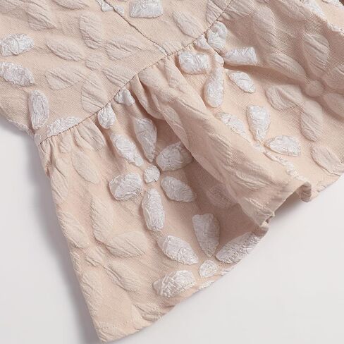 Women's Fashion Apricot Square Neck Puff Sleeve Floral Embroidery Cardigan Top in Saudi Arabia
