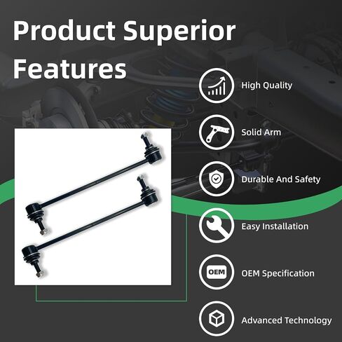 ‎‎K750691 2PCS Front Stabilizer Sway Bar End Links Fit for Dodge 2013 2014 2015 2016 Dart, for Chrysler 2015 2016 2017 200 C w/FWD, 2015-2017 200 Limited w/FWD, 2015-2017 200 LX w/FWD in Kuwait