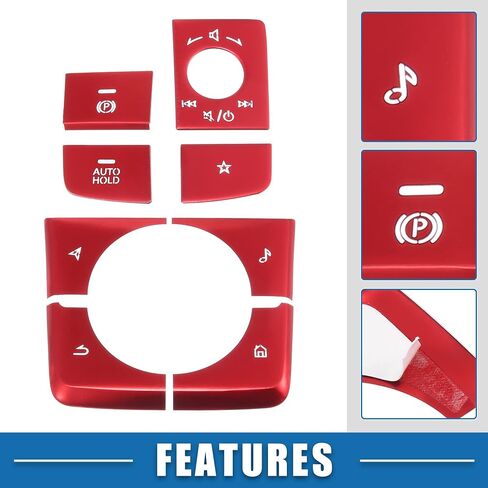 Car Center Console Gear Panel Multi-Media Handbrake Switch Cover Trim for Mazda 3 2019-2020 Red (Set of 8) in Saudi Arabia