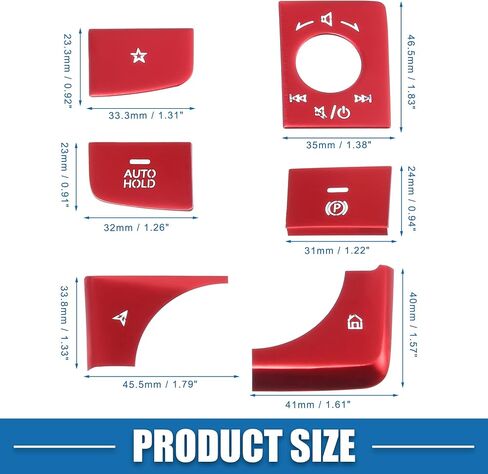 Car Center Console Gear Panel Multi-Media Handbrake Switch Cover Trim for Mazda 3 2019-2020 Red (Set of 8) in Saudi Arabia