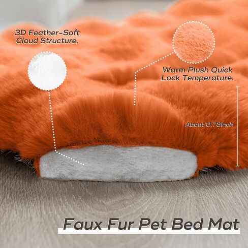 Cat Beds for Indoor Cats Plush Pad Mat with Non-Slip Bottom Faux Fur Soft Kitten Bed for Carriers/Floor/Couch Dog & Puppy Washable 23 x 15 Inch Medium Grey in Kuwait