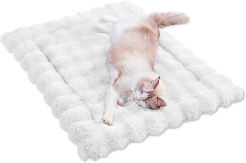 Cat Beds for Indoor Cats Plush Pad Mat with Non-Slip Bottom Faux Fur Soft Kitten Bed for Carriers/Floor/Couch Dog & Puppy Washable 23 x 15 Inch Medium Grey in Kuwait