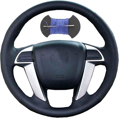 Car Steering Wheel Cover Microfiber Leather Stitch Wheel Wrap Fit for Honda Accord 8 2008-2013 Odyssey 2011-2014 Pilot 2012-2015,Black Thread in Kuwait