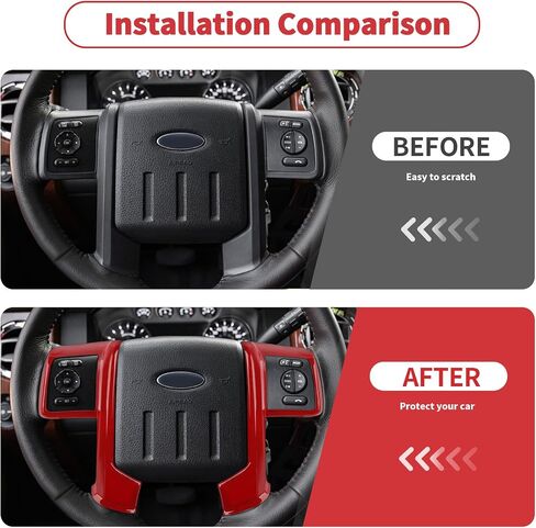 Linskip Steering Wheel Trim Compatible with 2008-2016 Ford F250/F350/F450/F550 & 2007-2012 Ford Expedition, Steering Wheel Cover, Interior Accessorie Carbon Fiber Black in Kuwait