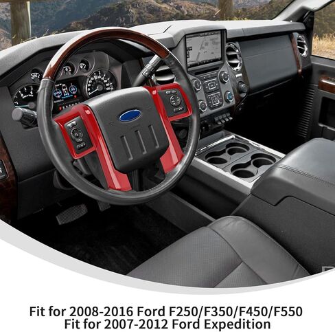 Linskip Steering Wheel Trim Compatible with 2008-2016 Ford F250/F350/F450/F550 & 2007-2012 Ford Expedition, Steering Wheel Cover, Interior Accessorie Carbon Fiber Black in Kuwait