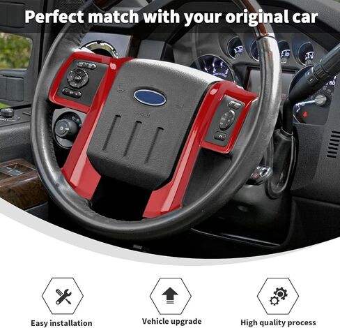 Linskip Steering Wheel Trim Compatible with 2008-2016 Ford F250/F350/F450/F550 & 2007-2012 Ford Expedition, Steering Wheel Cover, Interior Accessorie Carbon Fiber Black in Kuwait