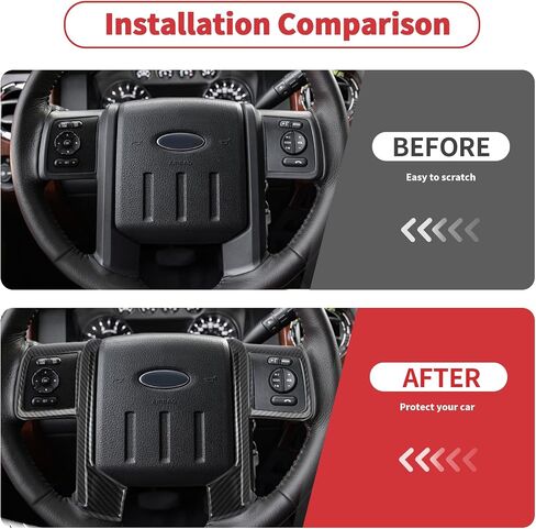 Linskip Steering Wheel Trim Compatible with 2008-2016 Ford F250/F350/F450/F550 & 2007-2012 Ford Expedition, Steering Wheel Cover, Interior Accessorie Carbon Fiber Black in Saudi Arabia