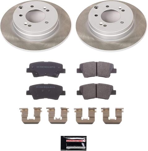 Power Stop SC5381 Rear Brake Kit With Semi-Coated Brake Rotors and Ceramic Brake Pads & Hardware For 2012-2017 Azera | 2011-2015 Sonata | 2011-2016 Optima [Application Specific] in Saudi Arabia