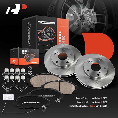 A-Premium 10.01 بوصة (254 ملم) دوارات فرامل القرص المحفورة والمنزعة المملوءة + مجموعة منصات السيراميك متوافقة مع نماذج Toyota المختارة-Camry 1992-2001 2.2L ، 6-PC Set in Saudi Arabia