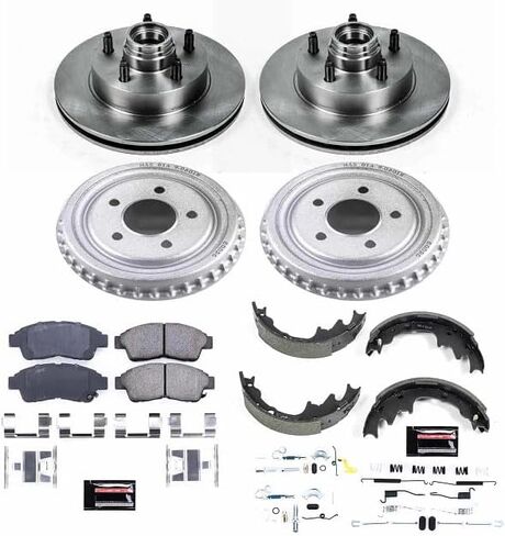 Power Stop KOE15152DK AutoSpecialty الأمامية والخلفية البديل براميل فرامل فرامل ومنصات الفرامل السيراميك لفورد رينجر 1998-2002 | Mazda B4000 1998-2000 [مركبة محددة] in Saudi Arabia