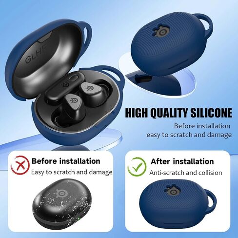 for Steelseries Arctis Gamebuds Silicone Case, Unisex Soft Protective Gamebuds Case, Only Compatible with Steelseries Gamebuds with Carabiner, Black in Saudi Arabia