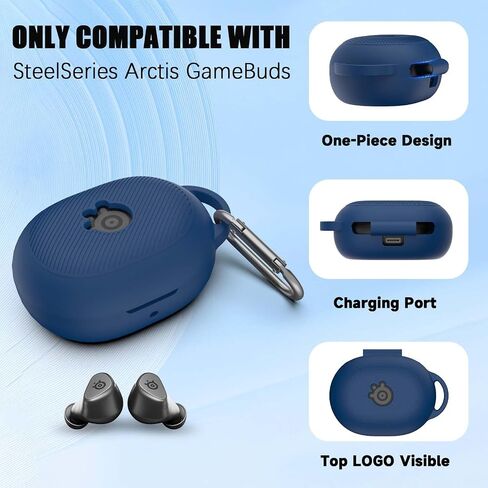 for Steelseries Arctis Gamebuds Silicone Case, Unisex Soft Protective Gamebuds Case, Only Compatible with Steelseries Gamebuds with Carabiner, Black in Saudi Arabia