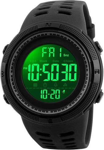 Men Digital Sports Watch, Dual Time Display LED Military Wrist Watch, Shockproof Large Dial Men Wristwatches Outdoor Waterproof Alarm Watches in Kuwait