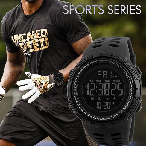 Men Digital Sports Watch, Dual Time Display LED Military Wrist Watch, Shockproof Large Dial Men Wristwatches Outdoor Waterproof Alarm Watches in Kuwait