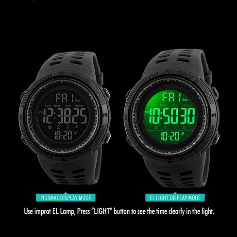Men Digital Sports Watch, Dual Time Display LED Military Wrist Watch, Shockproof Large Dial Men Wristwatches Outdoor Waterproof Alarm Watches in Kuwait