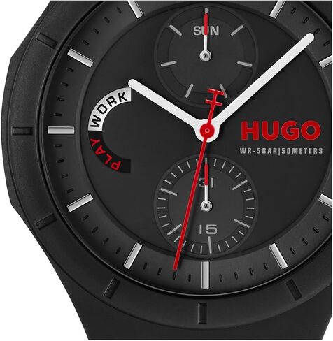 Hugo Men's Multi Watch - Case Lightweight TR90 ، حركة متعددة الوظائف ، تصميم جريء ومرح ، دقة الكوارتز ، ارتداء كل يوم أنيق - هدية له in Kuwait