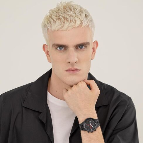Hugo Men's Multi Watch - Case Lightweight TR90 ، حركة متعددة الوظائف ، تصميم جريء ومرح ، دقة الكوارتز ، ارتداء كل يوم أنيق - هدية له in Kuwait