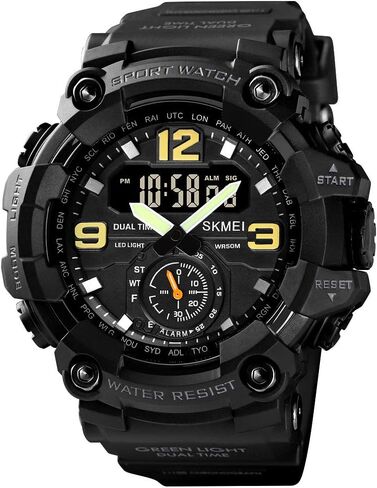 Men Digital Sports Watch, Dual Time Display LED Military Wrist Watch, Shockproof Large Dial Men Wristwatches Outdoor Waterproof Alarm Watches in Saudi Arabia