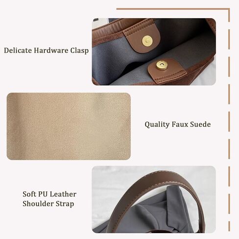 Suede Bags for Women New Suede Tote Bag for Women Fashionable Suede Bag Retro Suede Slouchy Bag Suede Shoulder Bag in Saudi Arabia