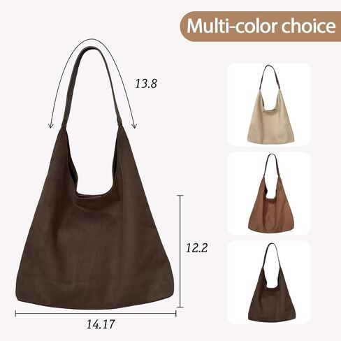 Suede Bags for Women New Suede Tote Bag for Women Fashionable Suede Bag Retro Suede Slouchy Bag Suede Shoulder Bag in Saudi Arabia