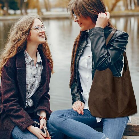 Suede Bags for Women New Suede Tote Bag for Women Fashionable Suede Bag Retro Suede Slouchy Bag Suede Shoulder Bag in Saudi Arabia