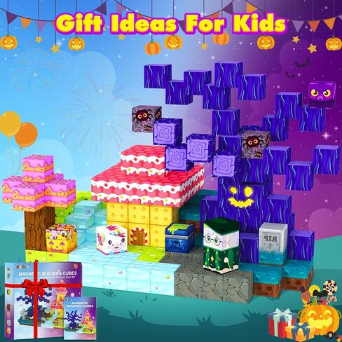 Magnetic Blocks, Magnetic Tiles Building Blocks, Magnet Cubes Toddler Kids Toys, Sensory STEM Toys for 3-5 4-6 5-7 6-8 Year Old Boys Girls Easter Birthday Gifts Travel Outdoor Kids Games (0.8IN/2CM) in Kuwait