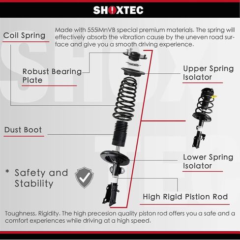 Shoxtec Front Pair Complete Struts Assembly Replacement for 2006-2012 Toyota RAV4 Coil Spring Assembly shock absorber Repl Part no. 172276 172275 in Kuwait