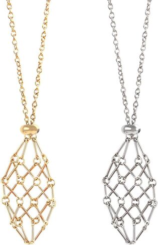 Crystal Holder Necklace - Stainless Steel Cage for Stone, Crystal Cage Necklace for Women Men Adjustable Length in Saudi Arabia