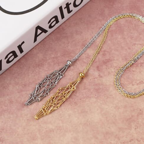 Crystal Holder Necklace - Stainless Steel Cage for Stone, Crystal Cage Necklace for Women Men Adjustable Length in Saudi Arabia