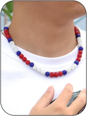 Bling Beaded Necklace for Men, Rhinestone Chain with Baseball Beads Shiny Sports Drip Accessories, Great Gifts for Players and Fans in Saudi Arabia