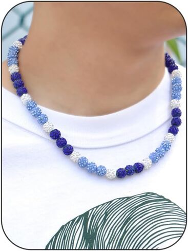 Bling Beaded Necklace for Men, Rhinestone Chain with Baseball Beads Shiny Sports Drip Accessories, Great Gifts for Players and Fans in Saudi Arabia