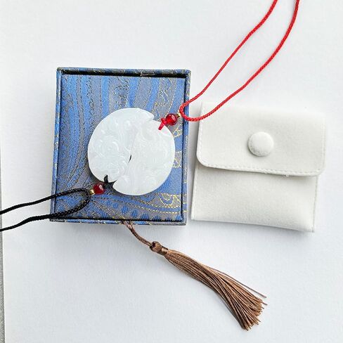 أبيض اليشم التنين وقلادة فينيكس ، الأزواج رفيق الروح قلادة مزدوجة ، قلادة نقية اليشم فنغشوي ، 1 صناديق مع 2 قلادة in Kuwait