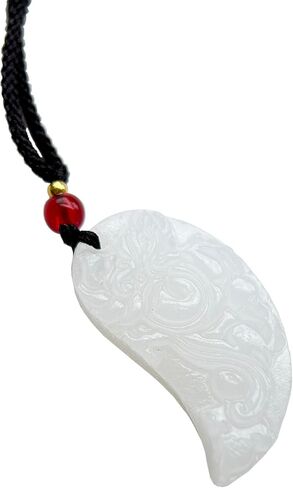 أبيض اليشم التنين وقلادة فينيكس ، الأزواج رفيق الروح قلادة مزدوجة ، قلادة نقية اليشم فنغشوي ، 1 صناديق مع 2 قلادة in Kuwait