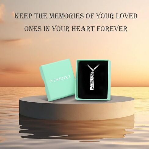 Tree of Life Cremation Jewelry Stainless Steel Urn Necklaces for Ashes Memorial Pendant Locket Vertical Bar Keepsake Necklace Jewelry for Women Men Human Ashes in Saudi Arabia
