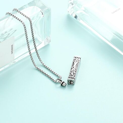 Tree of Life Cremation Jewelry Stainless Steel Urn Necklaces for Ashes Memorial Pendant Locket Vertical Bar Keepsake Necklace Jewelry for Women Men Human Ashes in Saudi Arabia