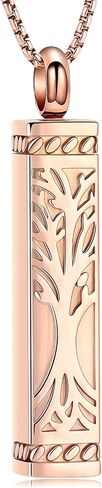 Tree of Life Cremation Jewelry Stainless Steel Urn Necklaces for Ashes Memorial Pendant Locket Vertical Bar Keepsake Necklace Jewelry for Women Men Human Ashes in Saudi Arabia