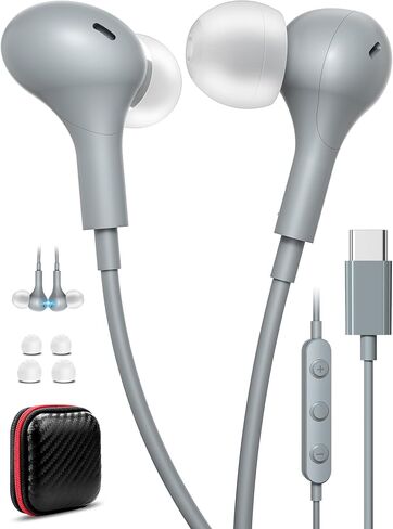 Wired Earbuds USB Type C Headphone for iPhone 16e 16 Pro Max 15 Plus for Samsung Galaxy S25 S24 S23 A36 A54 In-Ear Noise Canceling Magnetic Headset Android Earphone for iPad 11 A16 Pixel 9 9a 8 Laptop in Saudi Arabia