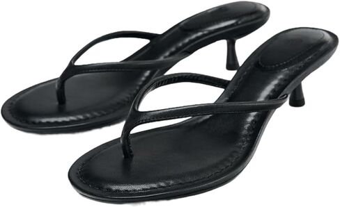 YIYA Women's Kitten Heels Flip Flops Thong Sandals Open Round Toe Comfortable Low Heels Backless Slippers Slip On Slide Spring Summer Beach Dress Shoes in Saudi Arabia