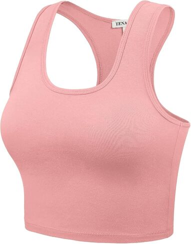 Premium Cotton Breathable Basic Sleeveless Racerback Crop Tank Top in Saudi Arabia