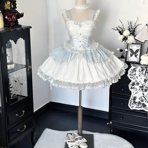 Lolita Sleeveless Short Dress Teens Cute Lace Decor Graduation Cocktail Princess Halloween Party Juniors Dresses in Kuwait