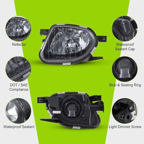 أضواء الضباب لـ Mercedes-Benz E280 E300 E320 E350 E500 E550 E55 AMG جميع التكوينات ، W211 S211 2003-2009 مصابيح الضباب 1 زوج واضح زجاجي in Kuwait