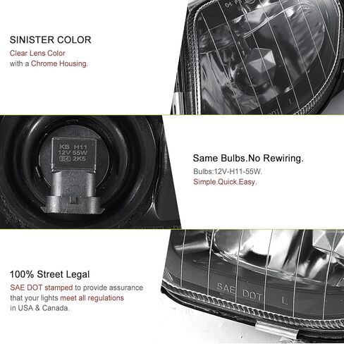 أضواء الضباب لـ Mercedes-Benz E280 E300 E320 E350 E500 E550 E55 AMG جميع التكوينات ، W211 S211 2003-2009 مصابيح الضباب 1 زوج واضح زجاجي in Kuwait