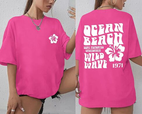 قمصان هاواي للنساء الفتيات في سن المراهقة كبيرة الحجم الجمالية preppy hibiscus الرسوم المحببة الشاطئ in Kuwait