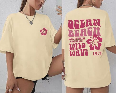 Hawaiian Shirts for Women Teen Girls Oversized Aesthetic Preppy Hibiscus Graphic Tees Beach Vacation Tshirts Tops in Kuwait