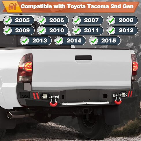 Tacoma Front Bumper w/Winch Plate + Rear Bumper w/Sensor Holes for 2005-2015 Tacoma 2nd Gen, Tacoma Bumper Set Black with D-rings, Lights, License Plate Bracket in Saudi Arabia